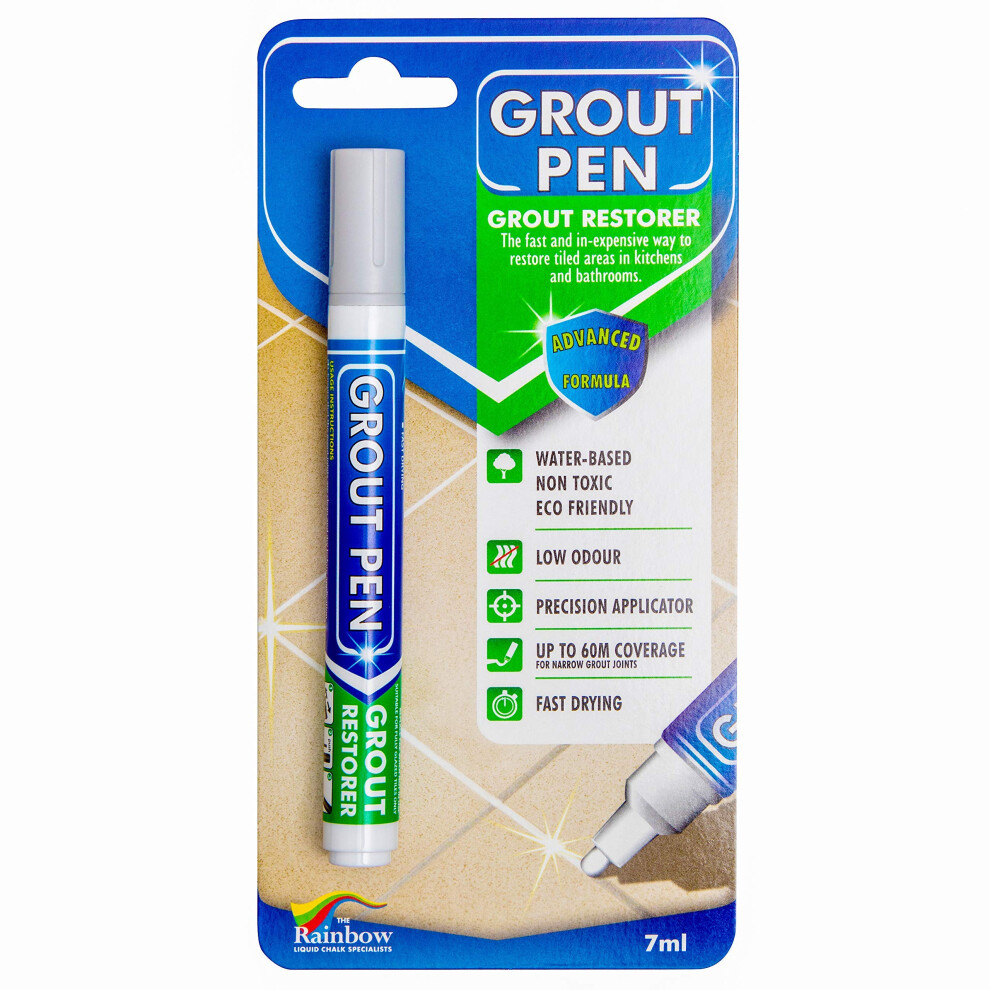 Grout Pen Light Grey Tile Paint Marker: Waterproof Grout Paint  Tile Grout Colorant and Sealer Pen - Light Grey  Narrow 5mm Tip (7mL)