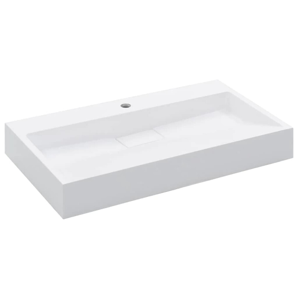 vidaXL Wash Basin Mineral Cast/Marble Cast White Washroom Sink Multi Sizes