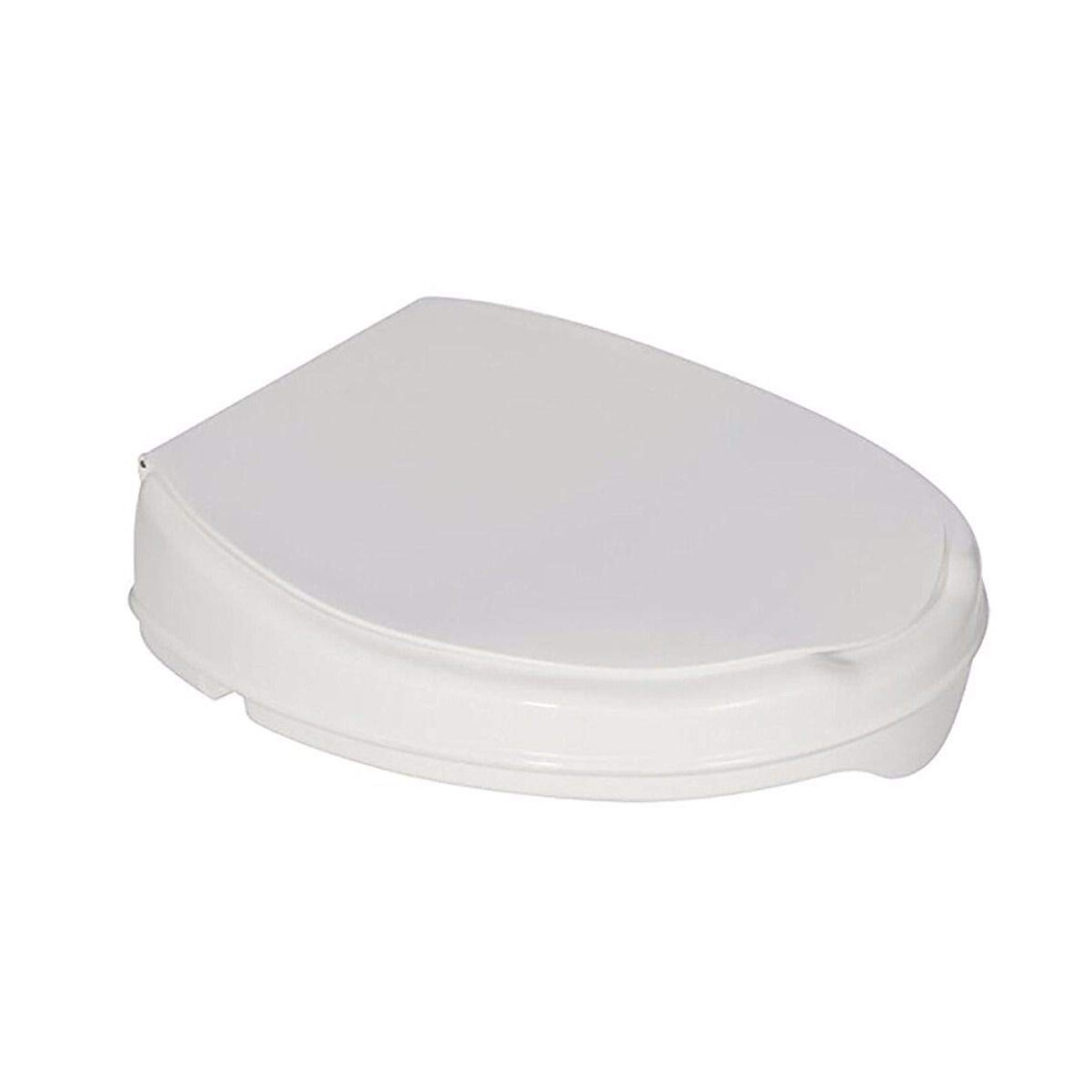 Homecraft Savanah Raised Toilet Seat with Lid  2"" High Elevated Toilet Seat Locks Onto Standard Toilets  Portable Assistance Seat with Sturdy Bracket