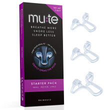 MUTE by Rhinomed Nasal Dilator for Snore Reduction Starter Pack Increases Airflow Anti Snoring Devices Nasal Dilators for Sleeping Transparent Interna