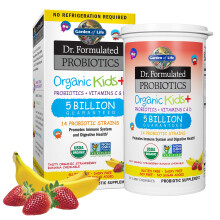 Garden of Life, Probiotiques Formulés par le Dr, Enfants + Organique, Délicieuse Fraise Banane Bio, 30 Comprimés à Croquer Savoureux