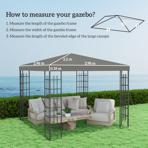 Outsunny Outsunny 3 x 3(m) Gazebo Canopy Replacement Cover, UPF30+, Grey 1