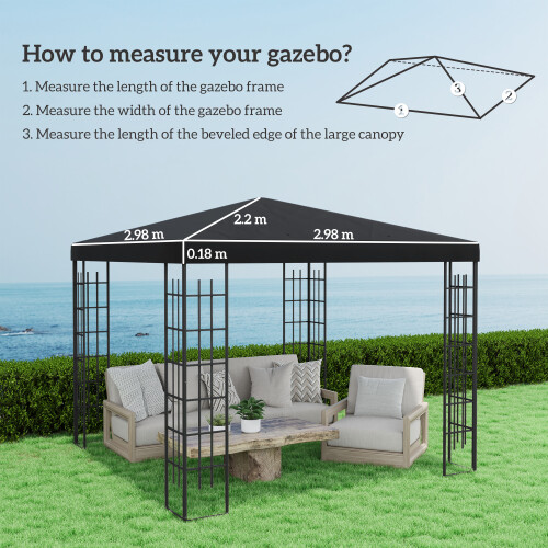 Outsunny Outsunny 3 x 3(m) Gazebo Canopy Replacement Cover, UPF30+, Black 1