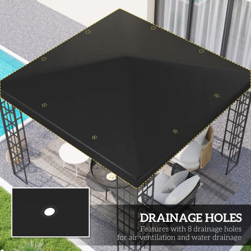 Outsunny Outsunny 3 x 3(m) Gazebo Canopy Replacement Cover, UPF30+, Black 2