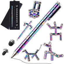 (Rainbow) Magnetic Fidget Pen, Magnet Fidgi Pen, Jiki Crush Metric Pen Crinkle, Crushmetric Switch Strato Pens, Multifunctional Deformable Magnet Writing Toy Pe