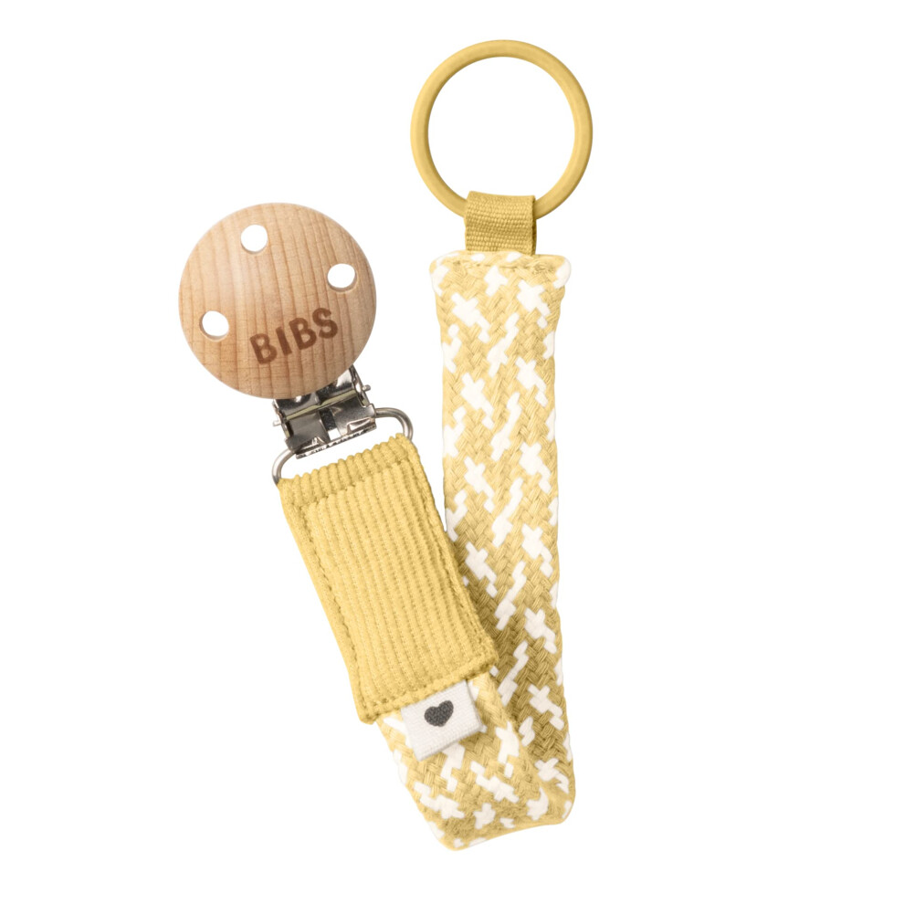 Bibs Paci Braid Dummy Chain Organic Cotton Danish Design One Size (0-36 Months) Pale Butter