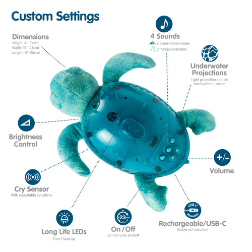Cloud b Cloud b - Veilleuse Tranquil Turtle Aqua rechargeable - BTL DIFFUSION 2