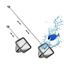 Filhome Aquarium Fish Net with Extendable Stainless Steel Long Handle Fine Mesh Fish Net for Fish Tank Betta Fish Net (6 inch)