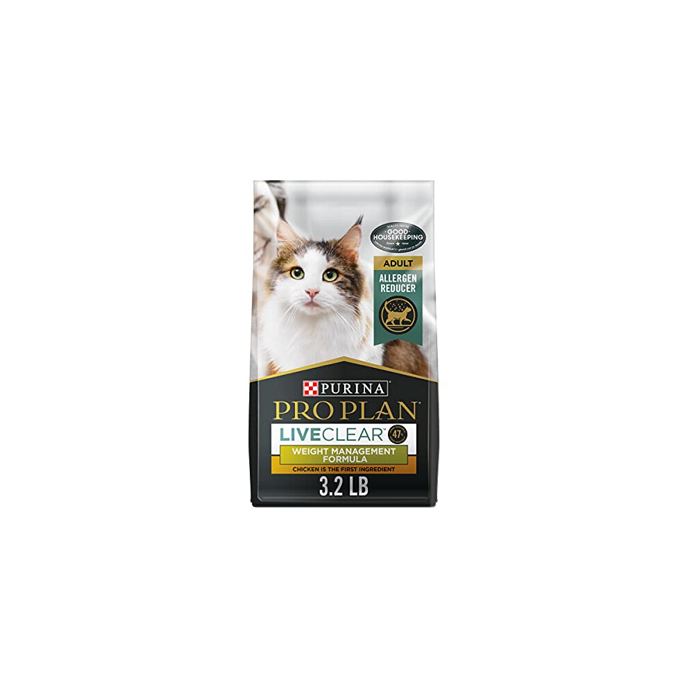 Purina Pro Plan Allergen Reducing  Weight Control Dry Cat Food  LIVECLEAR Chicken and Rice Formula - 3.2 lb. Bag