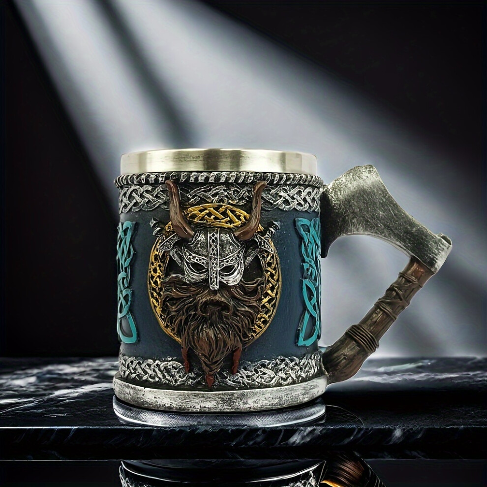 Skesrjtop (129 Viking Cup, 15.2Oz?450Ml?) Medieval Viking Beer Mug Europe, 3D Viking Mark Coffee Mug, 450Ml Capacity
