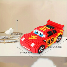 (LS6036 Red) 3200pcs Lightning Car Building Blocks Set - Ideal for Office Decor