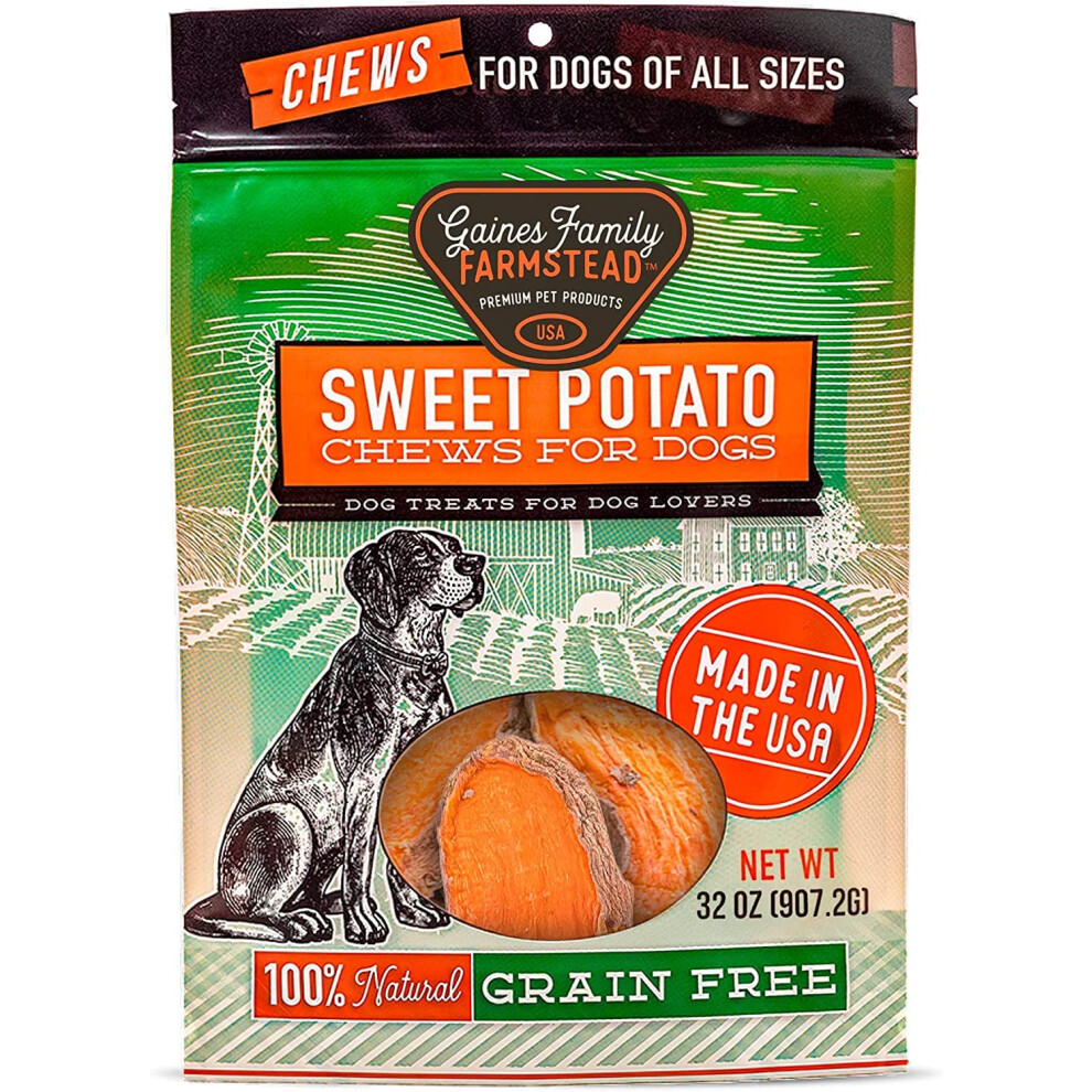 Gaines Family Farmstead Sweet Potato Dog Chews  100% Natural Treats for Small & Large Dogs  Rawhide Alternative for Dog Training (32 Oz)