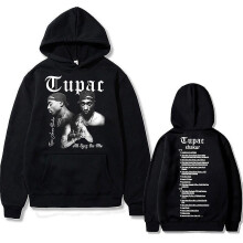 (black tupac, XL) Rapper Tupac 2pac Hip Hop Hoodie Men's Fashion Hoodies Men Women Oversized Pullover Male Black Streetwear Man Vintage Sweatshirt