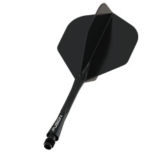 Winmau Fusion Solid Black Medium Intergrated Dart Flight and Shaft System - 1 Set per Pack (3 Flights and shafts in Total)