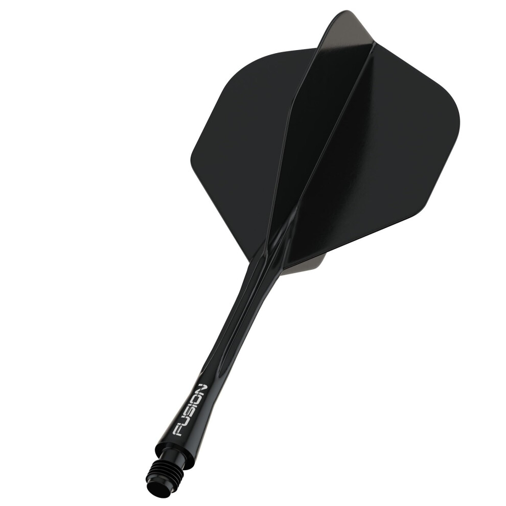 Winmau Fusion Solid Black Medium Intergrated Dart Flight And Shaft System - 1 Set Per Pack (3 Flights And Shafts In Total)