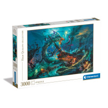 Clementoni Collection-The Underwater Battle-3000 Pieces-Puzzle Author Illustration Paolo Barbieri Horizontal Fun for Adults Made in Italy Multic