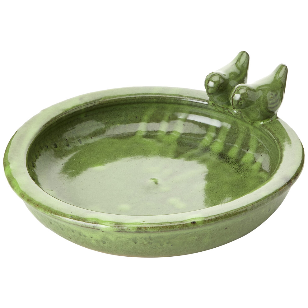 Esschert Design Fb489 Bird Bath Ceramic Round 10.9 Cm*32.9 Cm*30.7 Cm Green