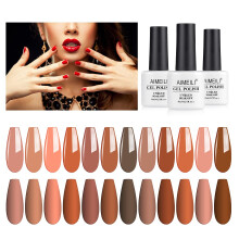 AIMEILI Soak Off UV LED Höst Gel Nagellack Set för Halloween, Vinbrun Neutral 12pcs x 8ml - Kit Set 4
