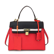(Red, 24.5*11*19) Kelly bag handbag contrasting shoulder crossbody bag