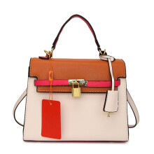 (White, 24.5*11*19) Kelly bag handbag contrasting shoulder crossbody bag
