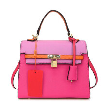 (Rose pink, 24.5*11*19) Kelly bag handbag contrasting shoulder crossbody bag