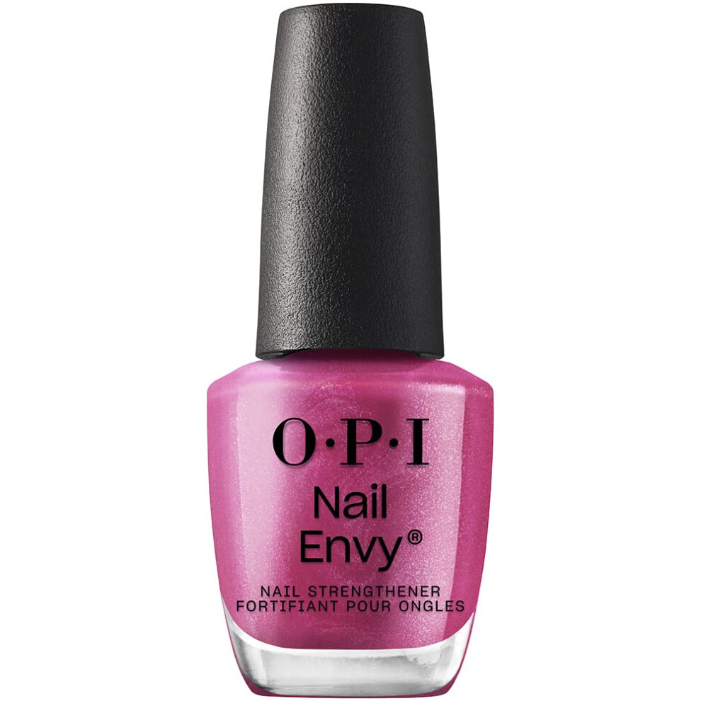 OPI Nail Envy  Nail Strengthening Treatment  Stronger Nails in 1 Week  Vegan Formula  Opaque Bright Pink Pearl Finish  Powerful Pink  0.5 fl oz