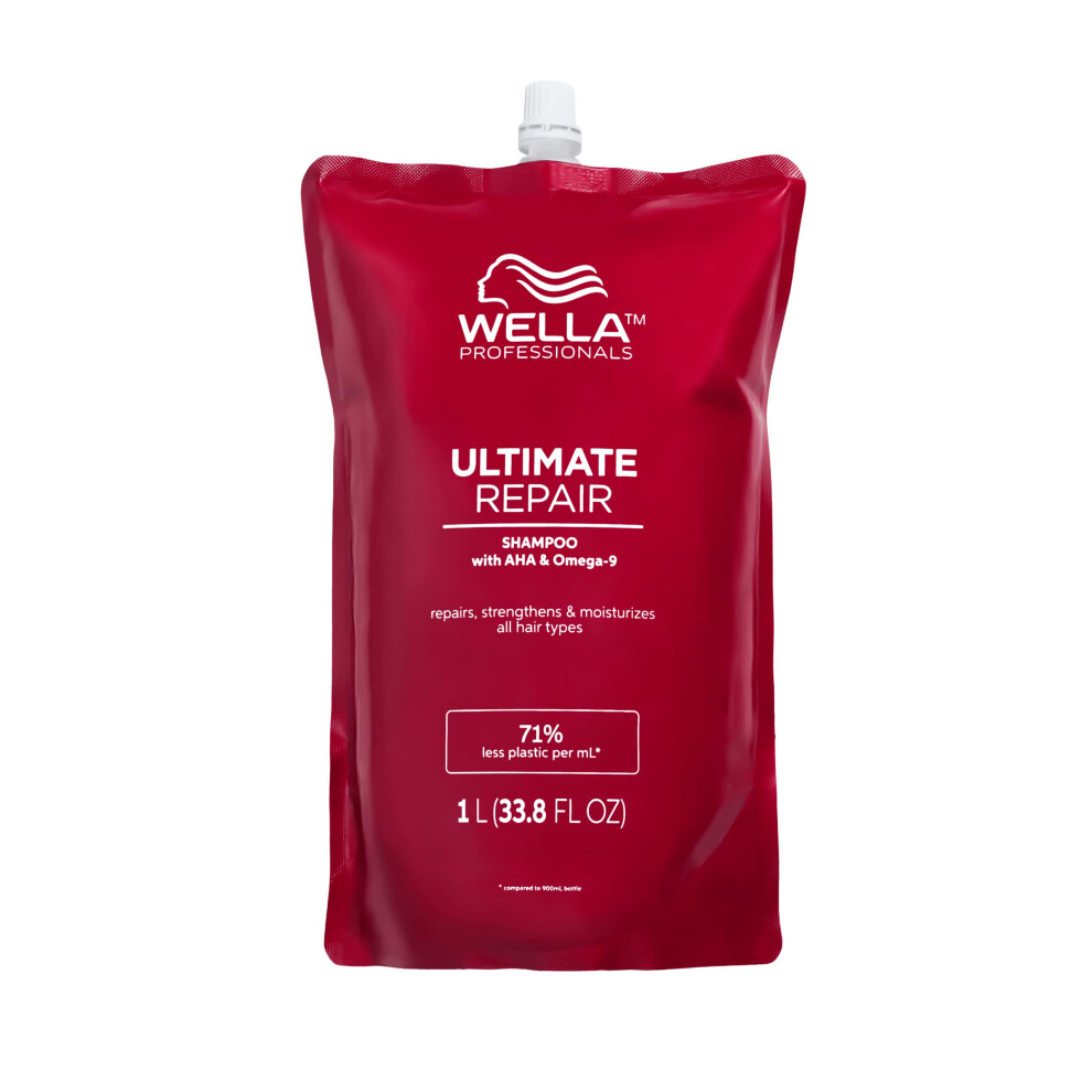 Wella Professionals ULTIMATE REPAIR Shampoo  Lightweight Cream Shampoo for Damaged Hair  1L Refill Pouch