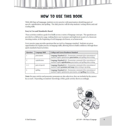 Shell Education 180 Days of Language for Fourth Grade 1