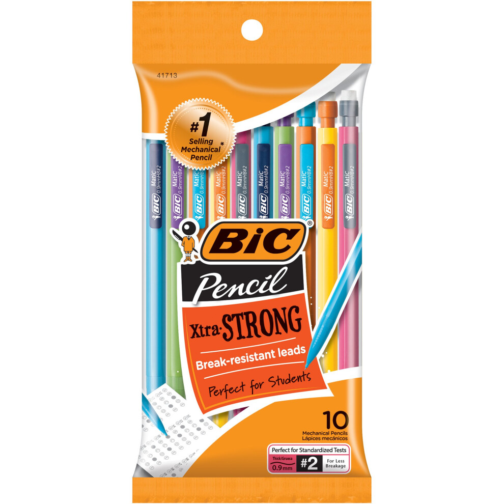 BIC Xtra-Strong Mechanical Pencil Colorful Barrel Thick Point (0.9mm) 10-Count