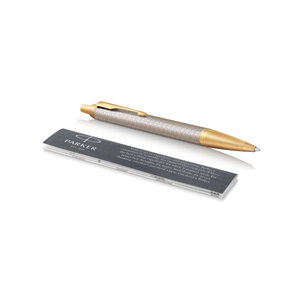 Parker IM Ballpoint Pen Premium Warm Silver And Gold With Medium Point Black Ink Refill (1975571)