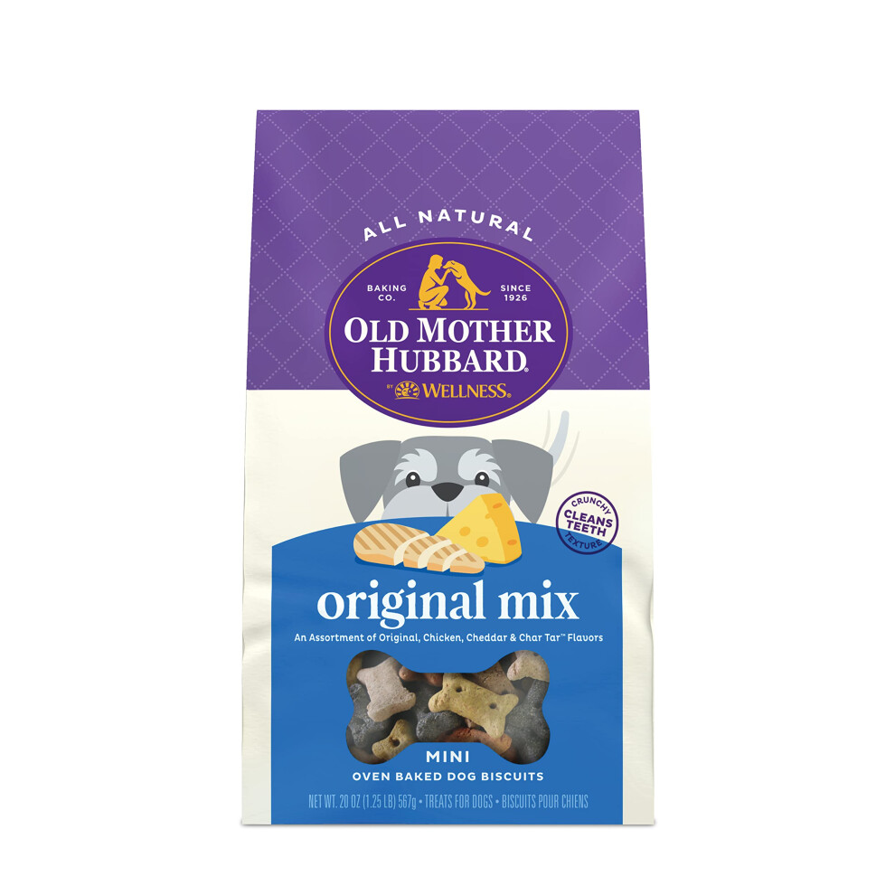 Old Mother Hubbard by Wellness Classic Original Mix Natural Dog Treats Crunchy Oven-Baked Biscuits Ideal for Training Mini Size 20 ounce bag