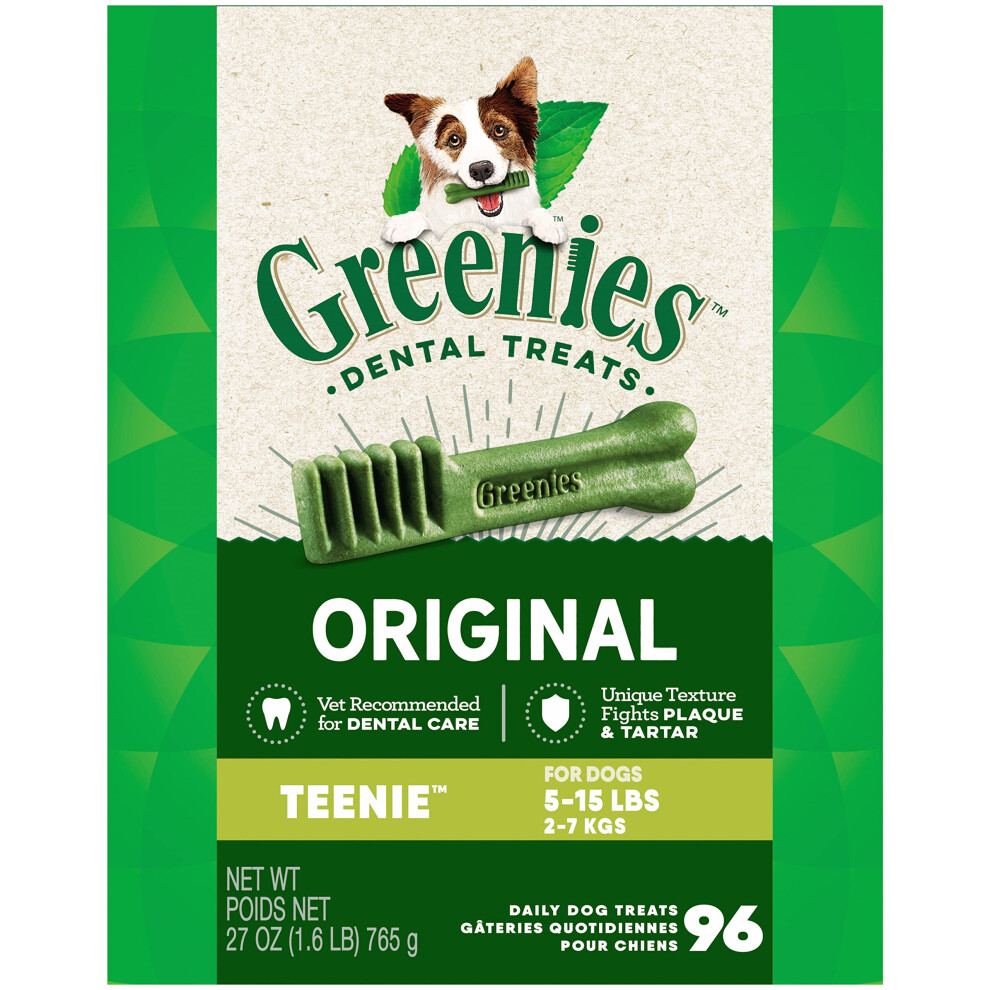 Greenies Original Teenie Natural Dental Care Dog Treats  27 oz. Pack (96 Treats)