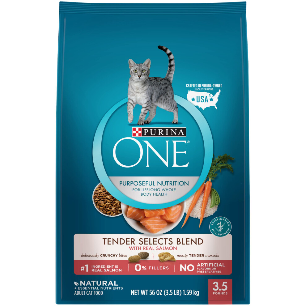 Purina ONE Natural Dry Cat Food  Tender Selects Blend With Real Salmon - 3.5 lb. Bag