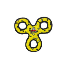 TUFFY - World's Tuffest Soft Dog Toy - Junior 3 Way Tug- Yellow Bone - Squeakers - Multiple Layers. Made Durable Strong & Tough. Interactive Play (Tu