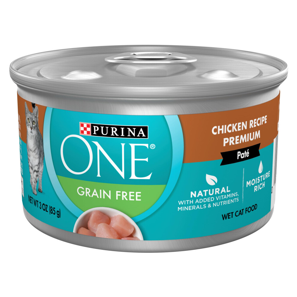 Purina ONE Natural  Grain Free Wet Cat Food Pate  Chicken Recipe - 3 oz. Pull-Top Can