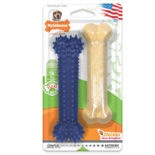Nylabone Dental Chew and Flexi Bone Combo Pack Dog Chew Toys Chicken Flavor Medium/Wolf - Up to 35 lbs.