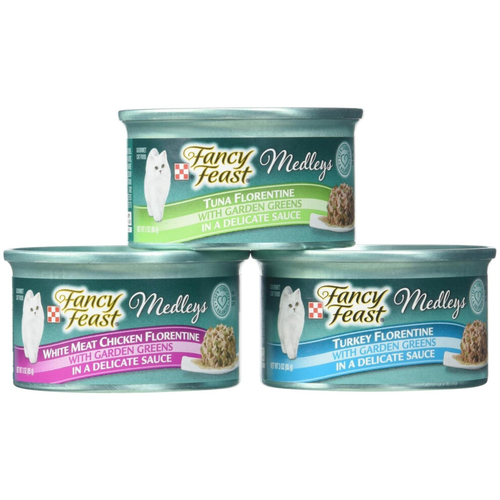 Fancy Feast Purina Medleys Cat Food Variety Pack - Florentine Collection - 3 Oz 18 Case