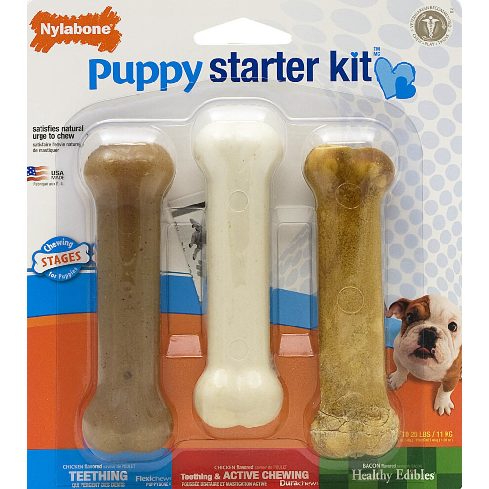 Nylabone Puppy Chew Gentle Chewing Just For Puppies Starter Kit Bone Puppy Dog Chew Toys