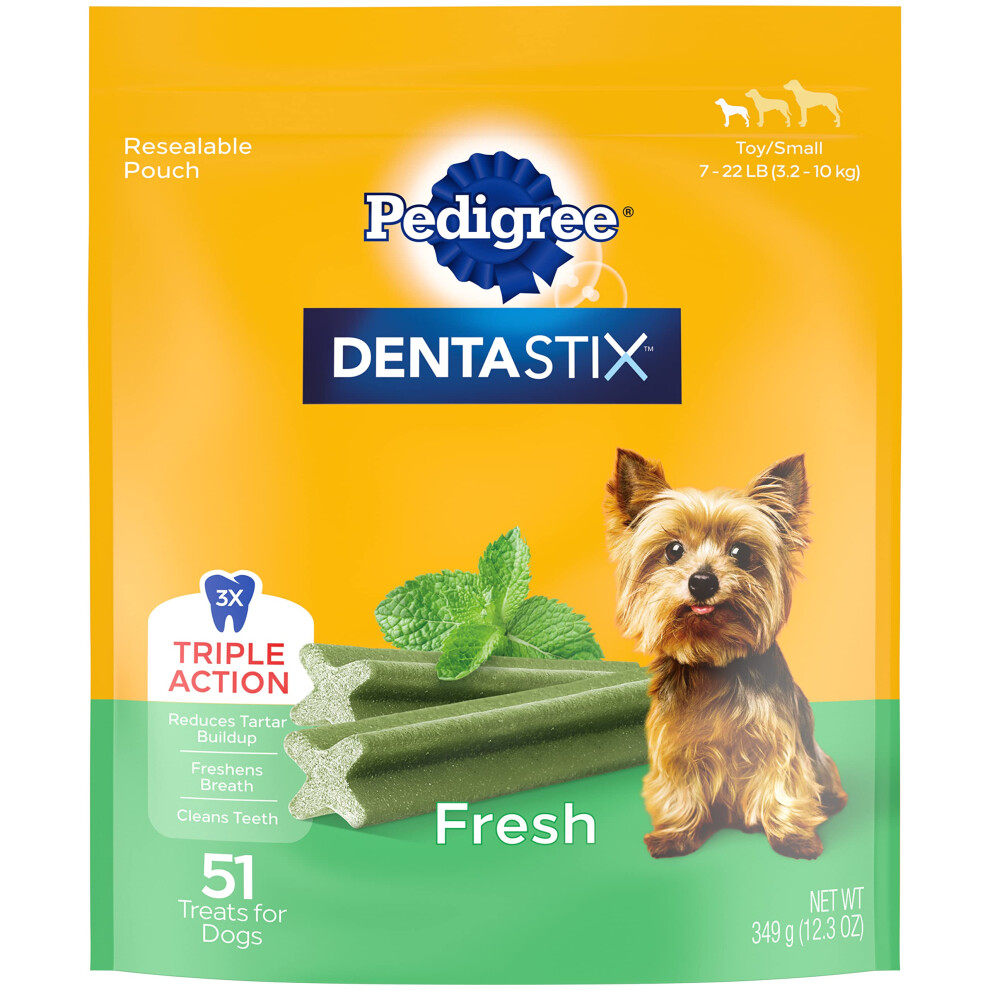 PEDIGREE DENTASTIX Dental Dog Treats for Toy/Small Dogs Fresh Flavor Dental Bones  12.66 oz. Pack (51 Treats)