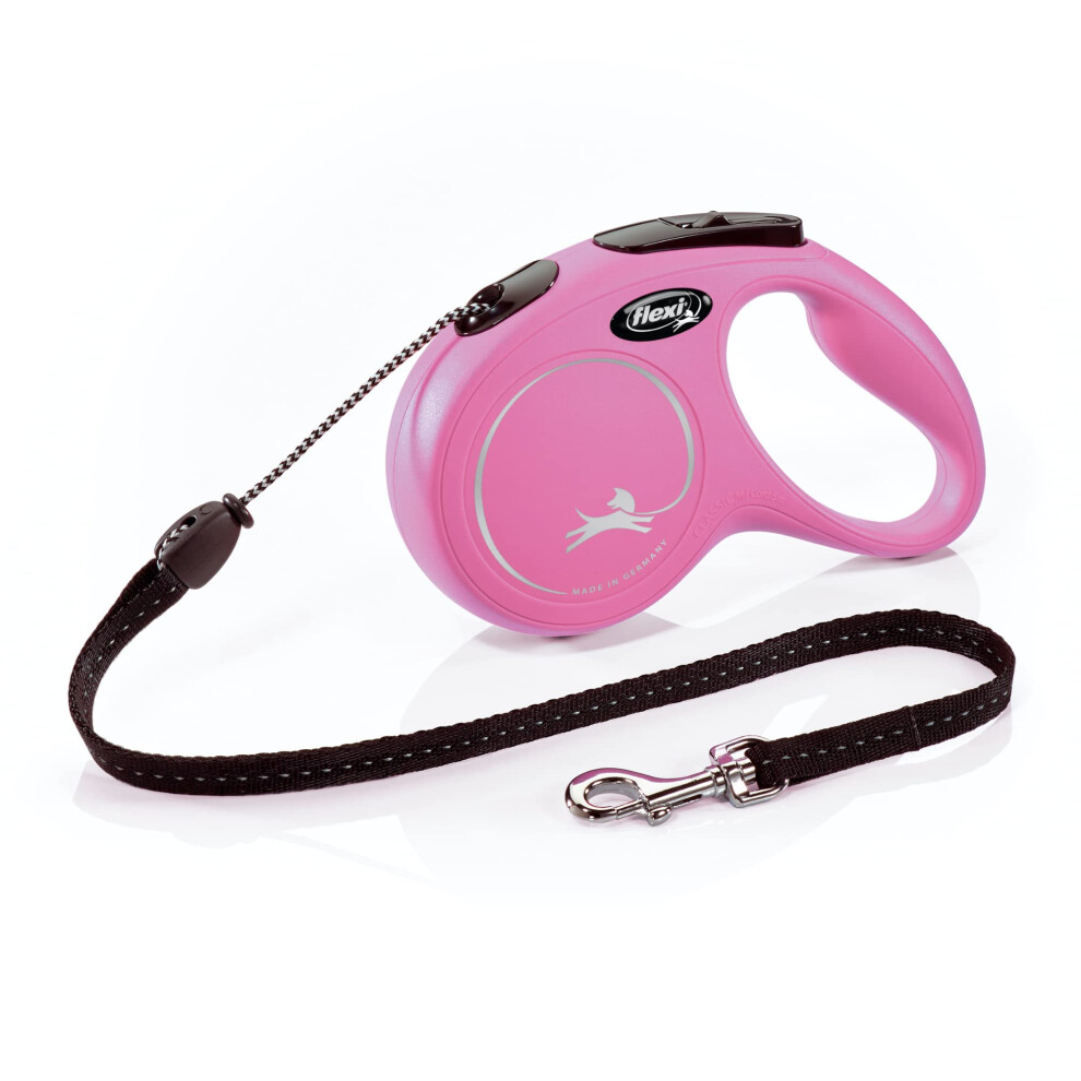 Flexi New Classic Retractable Dog Leash (Cord)  16 ft  Medium  Pink