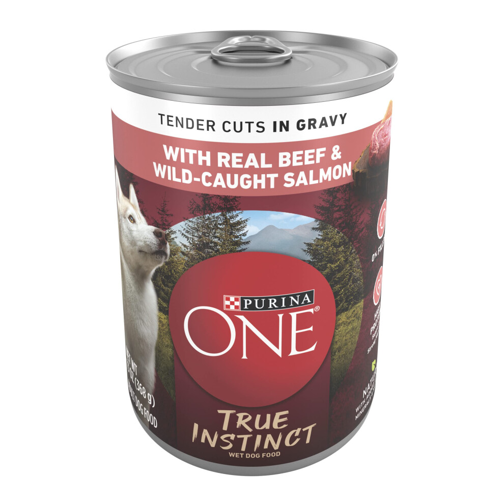 Purina ONE Natural Wet Dog Food Gravy  True Instinct Tender Cuts With Real Beef and Salmon - 13 oz. Can