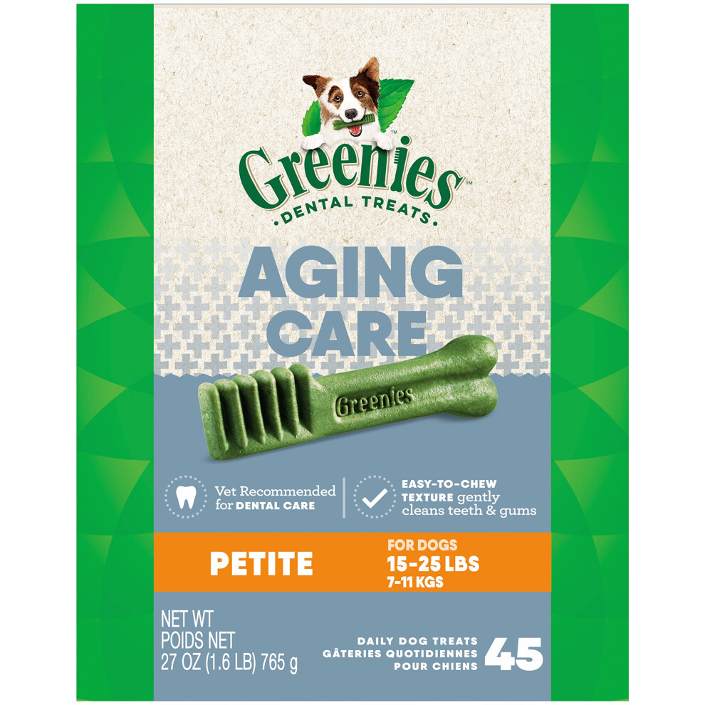 Greenies Aging Care Petite Natural Dental Care Dog Treats  27 oz. Pack (45 Treats)