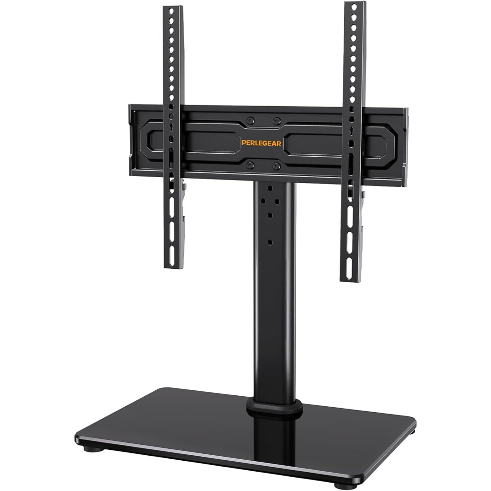 Perlegear Universal Swivel TV Stand for 24-60 inch TVs up to 45kg, Height Adjustable Table Top TV Stand