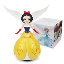 Dancing Angel Ice Princess Toy Doll with Wings Interactive Revolving Cute Doll Colorful LED Lights and Music