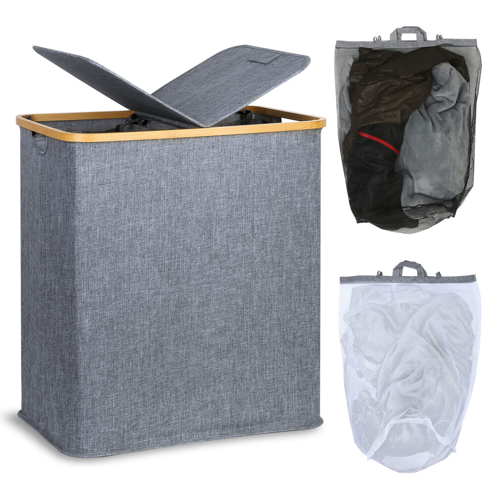Double Laundry Hamper with 2 Removable Bags