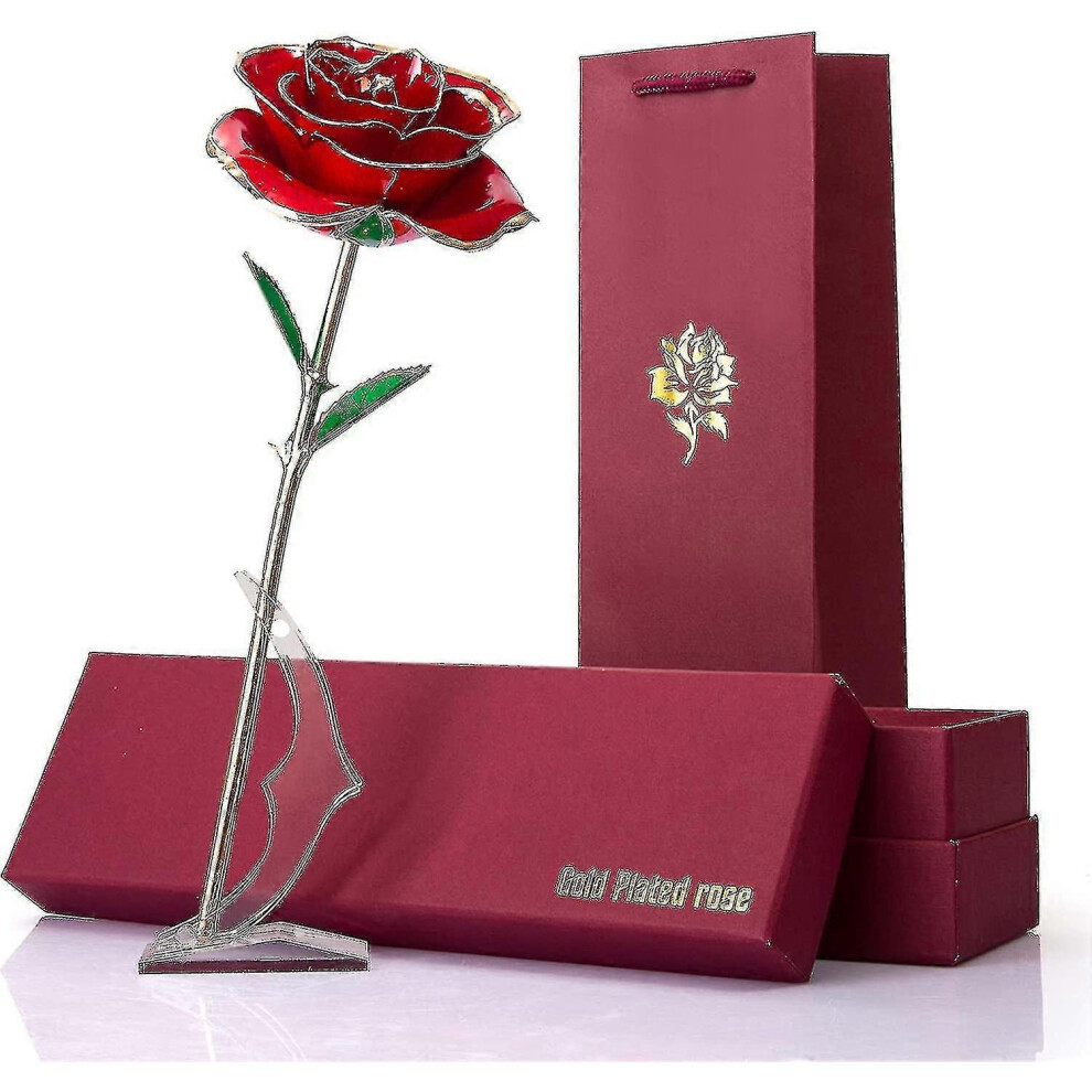 Rose en or 24K - Cadeau de Saint-Valentin fait à la main pour femme, petite amie, mère avec boîte