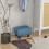 Homcom HOMCOM Chic Linen Fabric Footstool Ottoman Cube with 4 Plastic Legs Blue 5