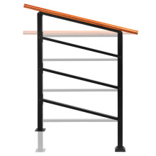 Wood Handrail for 1-3 Steps Stair Railing Hand Rail Kit Fits Outdoor Garden Step