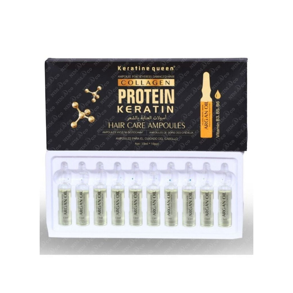 Keratine Queen | Nourishing Hair Ampoules | Revitalize Damaged Hair Smooth Shine & Health Pack of 10