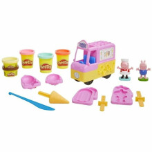 Coffret de jeu Play-Doh Peppa's Ice Cream avec camion de crème glacée, figurines Peppa et George et 5 boîtes de pâte à modeler non toxique, jouet